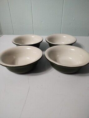 4-Vintage Hall China Forest Green Ceramic Baking/Serving Bowls